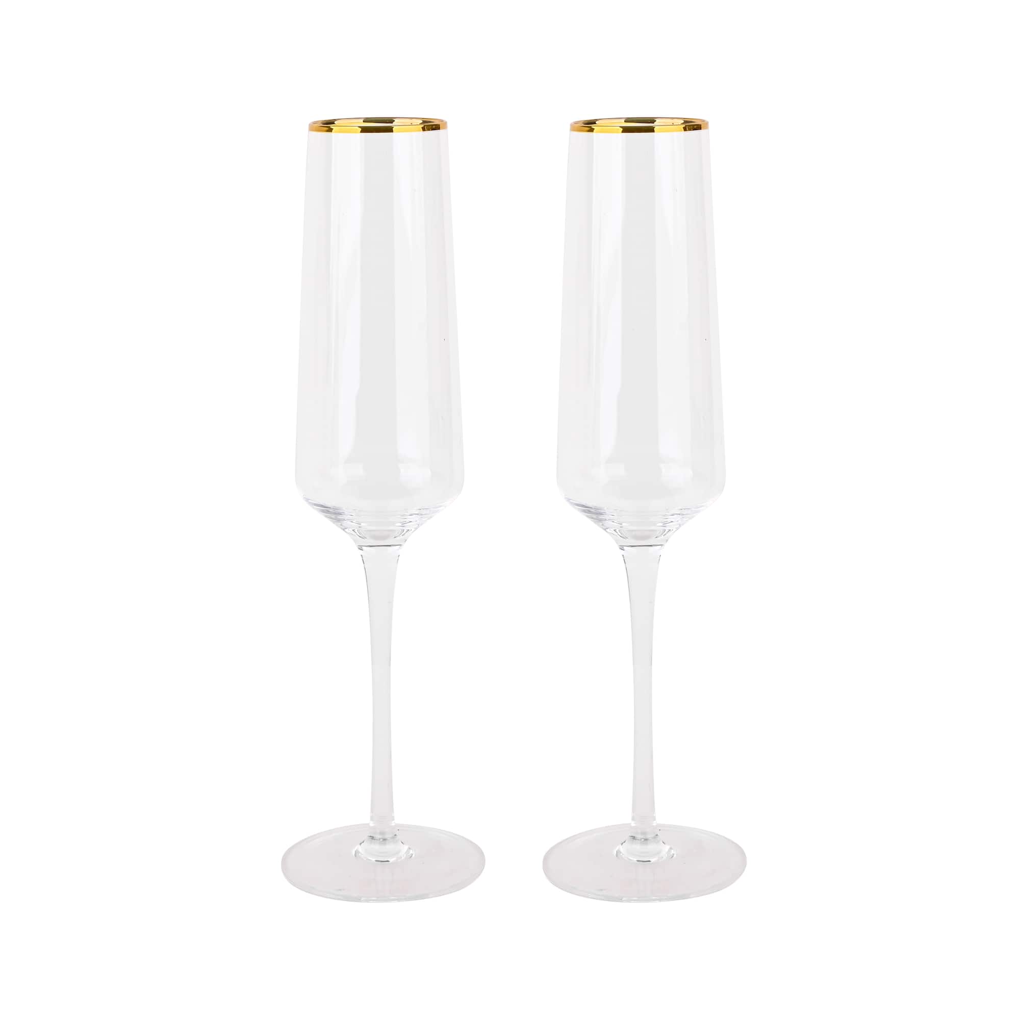 6oz. Clear Flute Glasses with Gold Rim, 2ct. by Celebrate It™